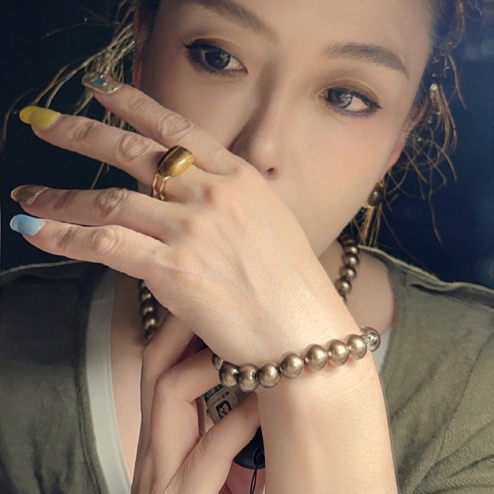 Gold Natural Tiger Eye Open Ring