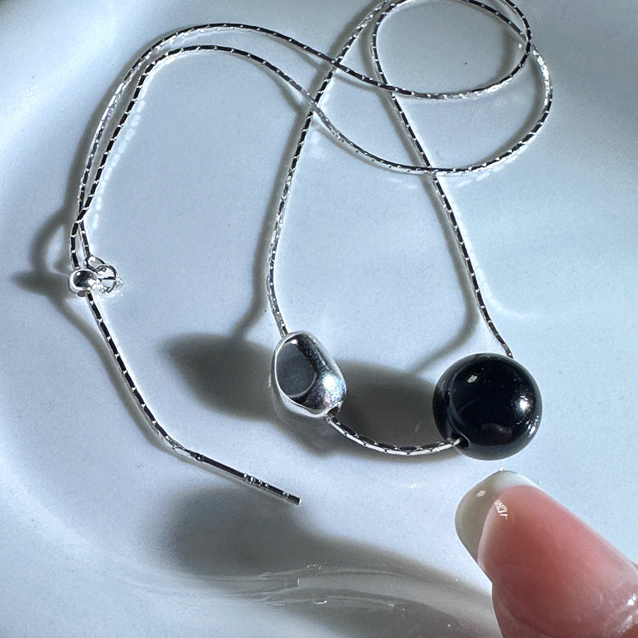 Sterling Silver Acrylic Pendant Adjustable Necklace