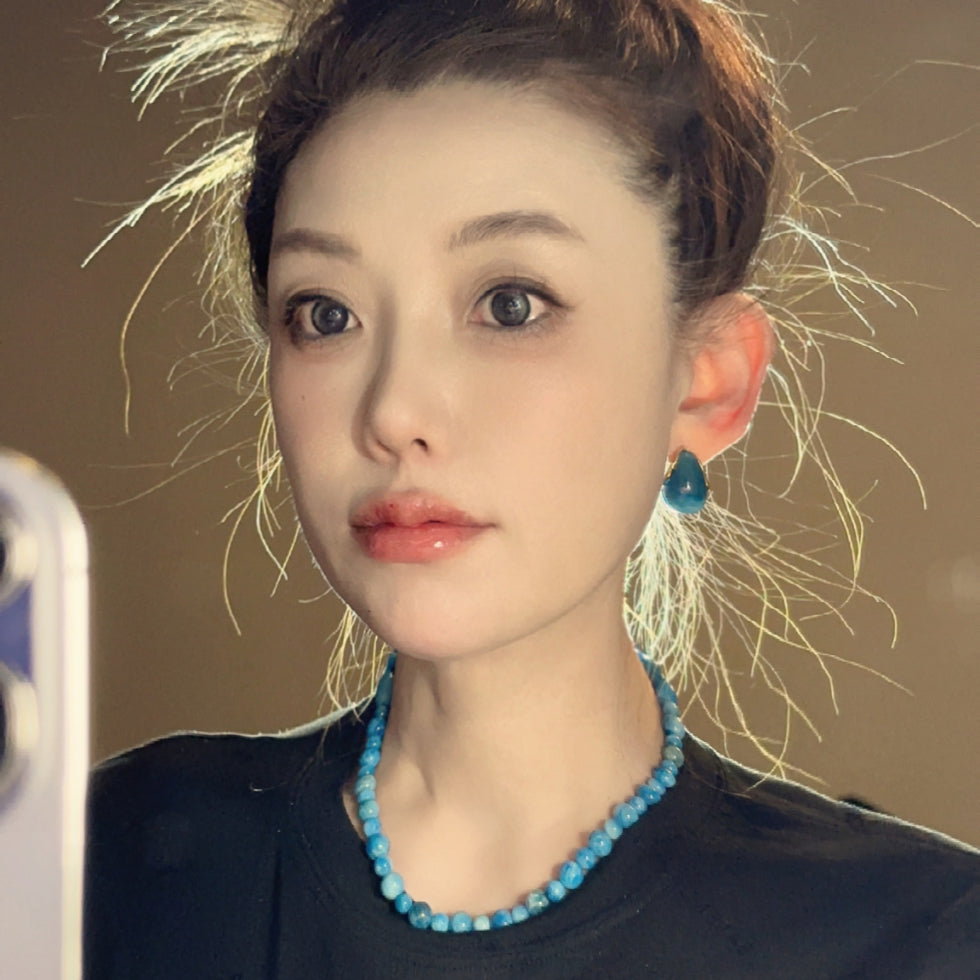 Blue Dome Hoops Resin Earrings