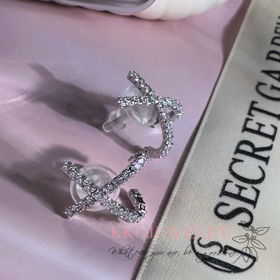 X Sparkle Zircon Stud Earrings