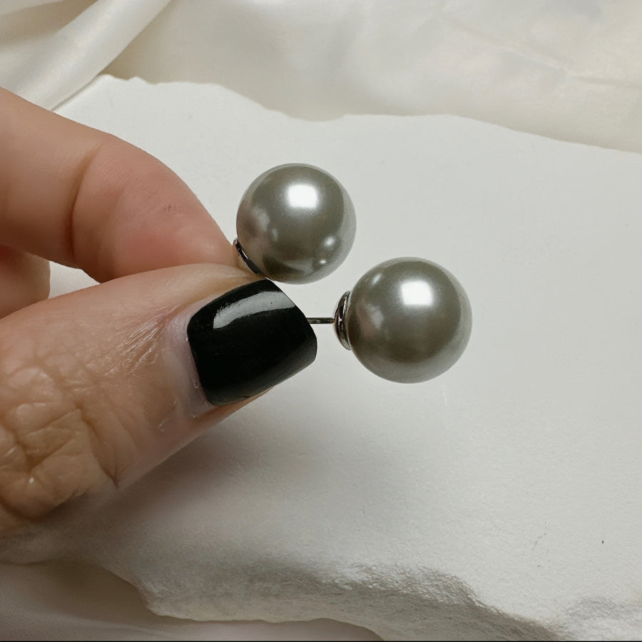 Silver FAUX Pearl Stud Earrings
