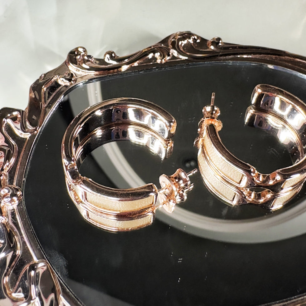 Copper Alloy Champagne Colour Hoop Earrings
