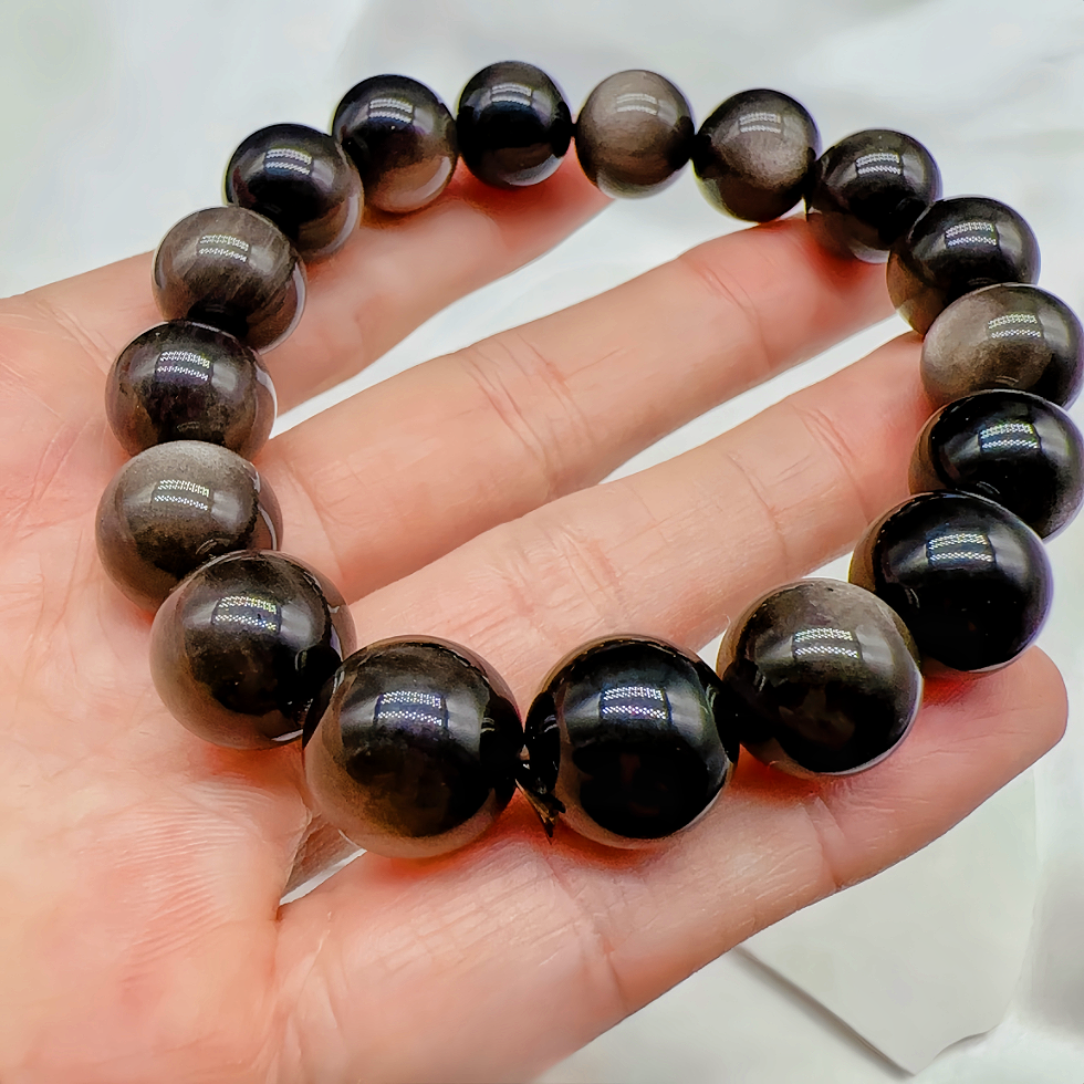 Black Obsidian Stone Beads Bracelet