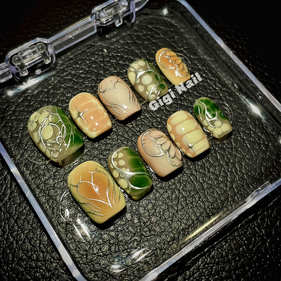 【Custom】 Yellow Forest Butterfly Press- on Nails