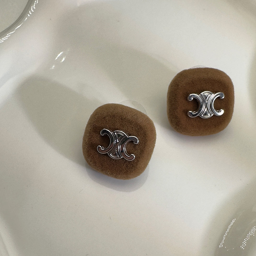 Brown Copper Alloy Relief Earrings