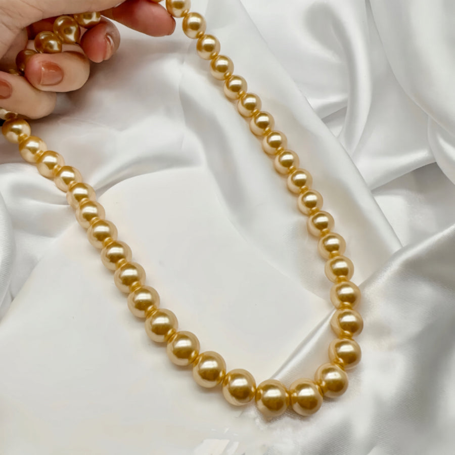 10mm Gold Plated FAUX Pearl Necklace