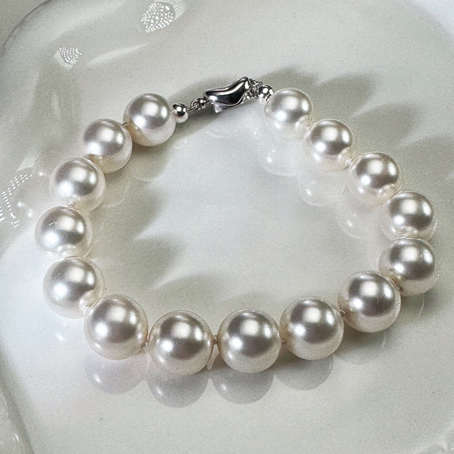 10mm Sterling Silver FAUX Pearl Bracelet