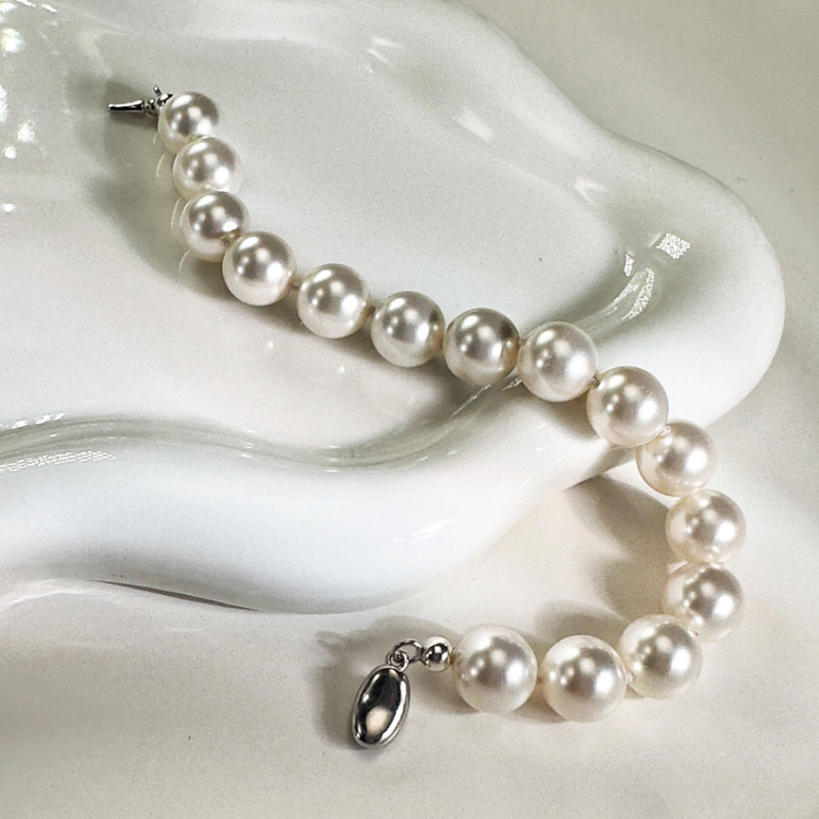 10mm Sterling Silver FAUX Pearl Bracelet