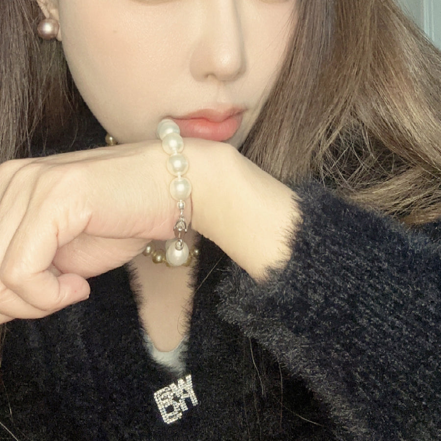 10mm Sterling Silver FAUX Pearl Bracelet