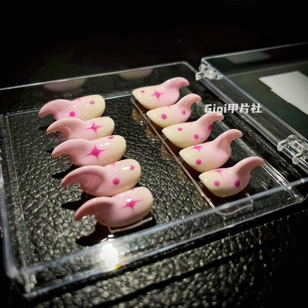 【Custom】 Two Colours Sparkle Cat Claws|Press- on Nails