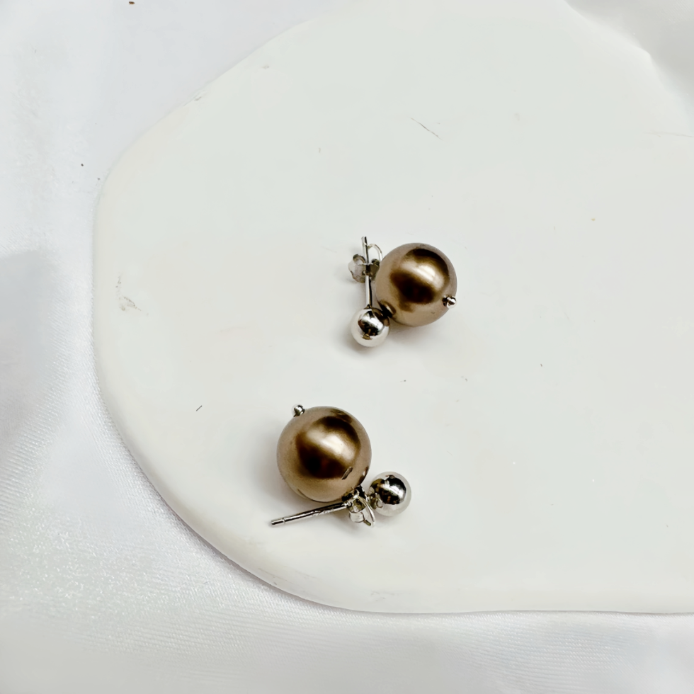 7mm Tahitian Color Crystal Pearl Earrings