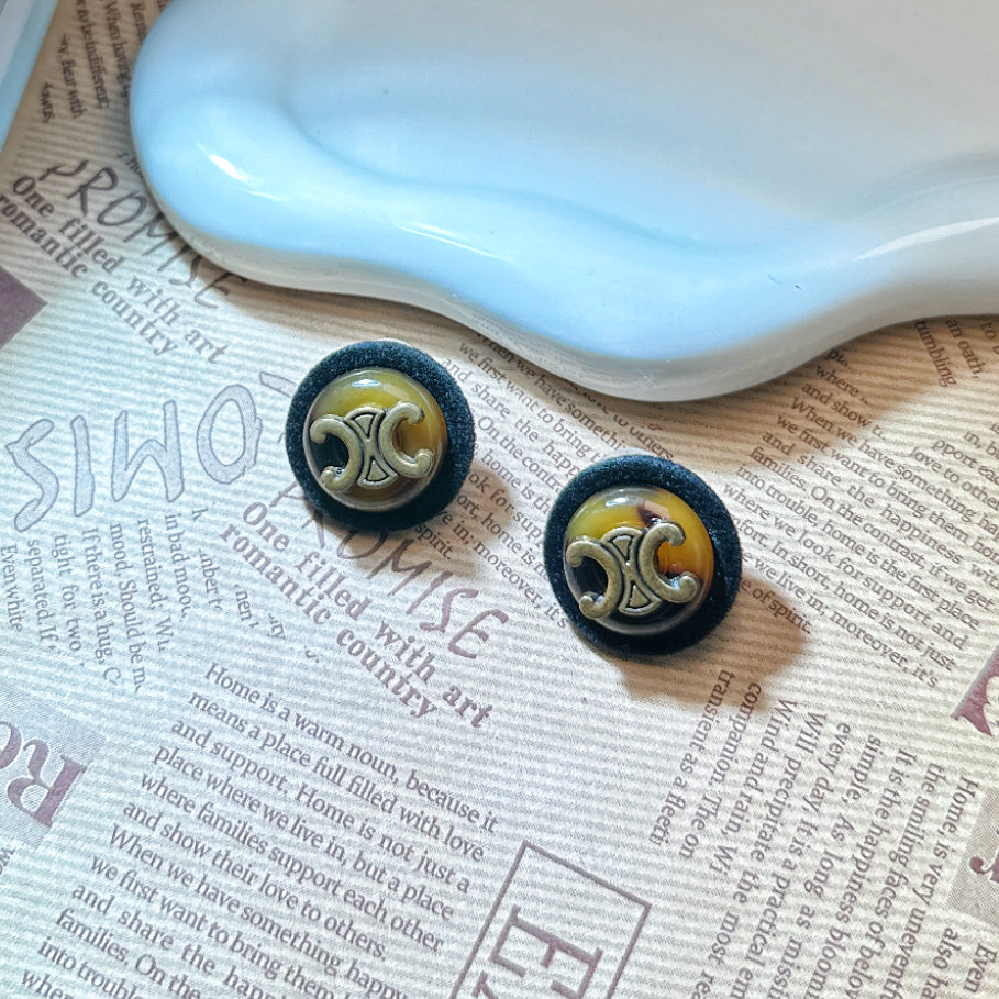 Velvet & Copper Alloy Stud Earrings