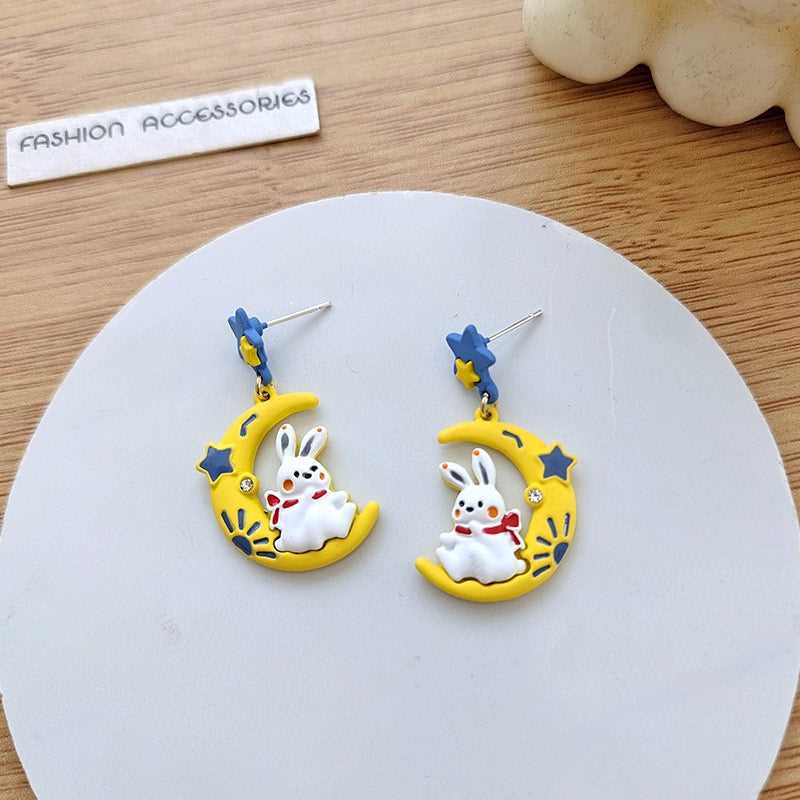 Cute Rabbit Star & Moon Pierced|Clip Earring