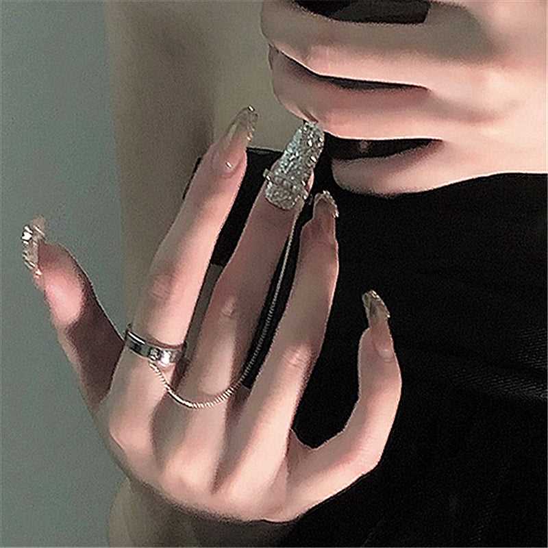 Fingertip Nail Guard|Midi Ring Set|Chain Ring
