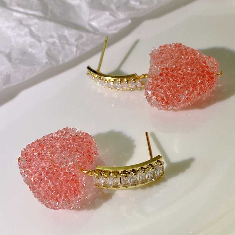 Cute Pink Heart Drop Earrings