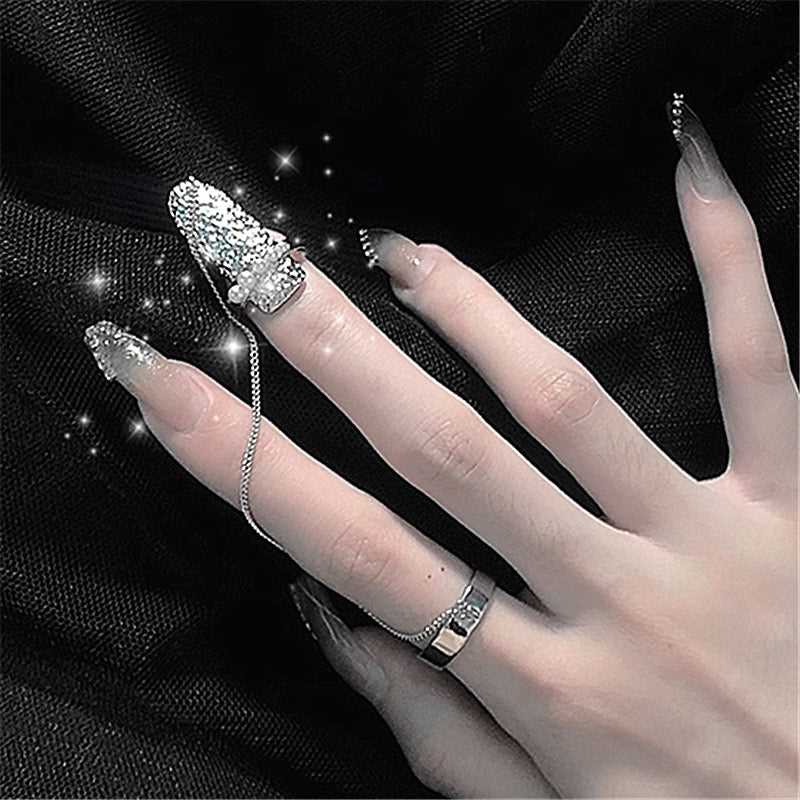 Fingertip Nail Guard|Midi Ring Set|Chain Ring