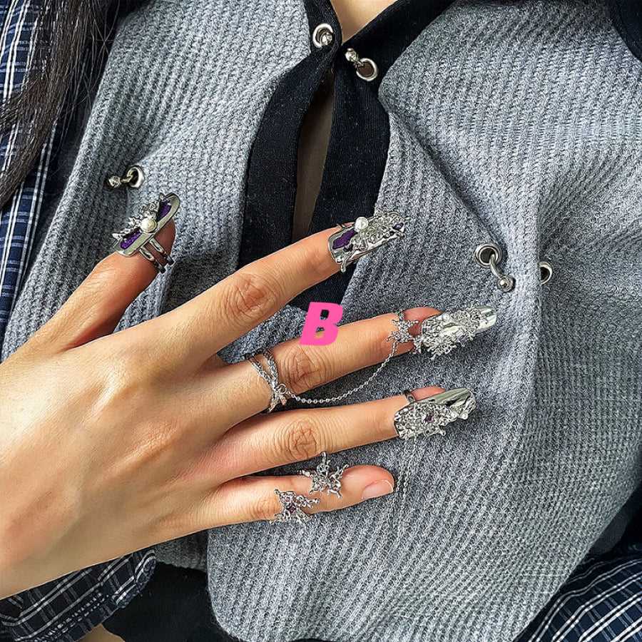 4pcs |Nail Ring Set| Fingertip Ring|Chain Ring