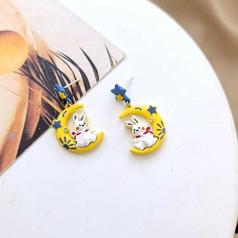 Cute Rabbit Star & Moon Pierced|Clip Earring