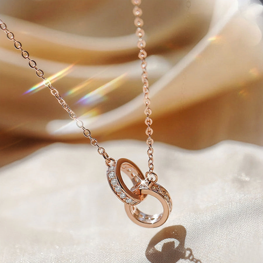 Sterling Silver Interlocking Circle Necklace Double Circle Pendant