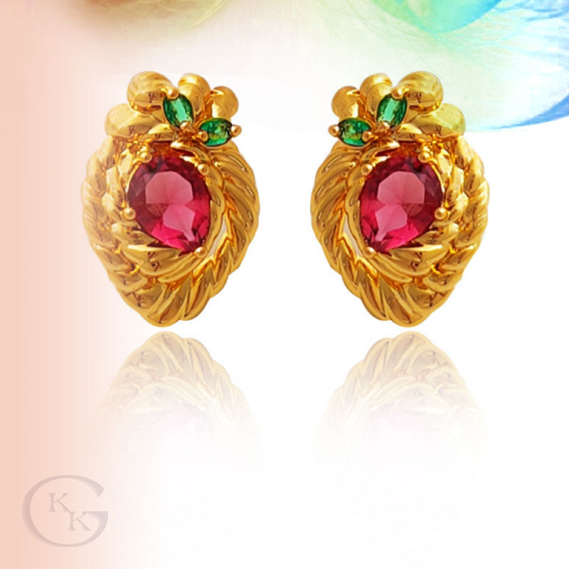 Real Gold Plated Copper Strawberry Shaped Earrings