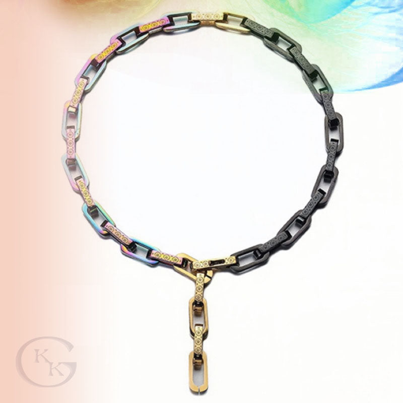 Titanium Steel Daisies Decor Geometric Chain & Buckle Necklace