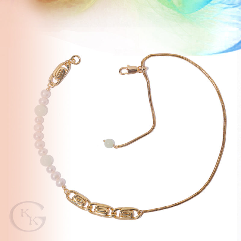 Natural Pearl & Luminous Stone Spliced Necklace