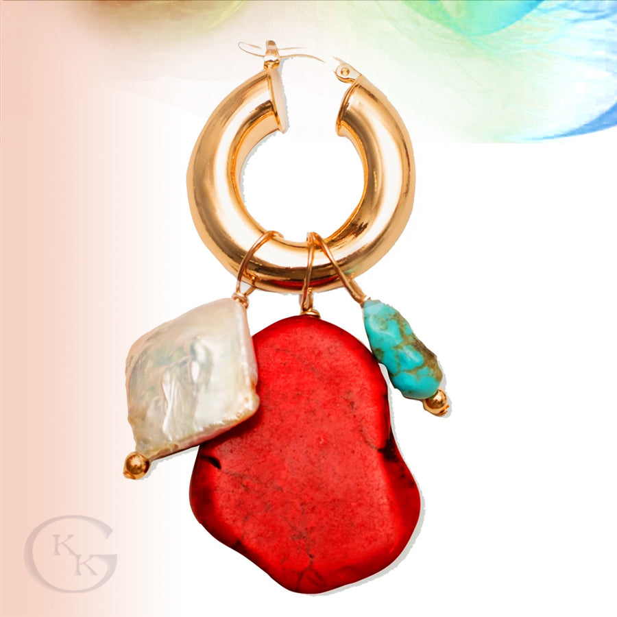 Single Turquoise & Baroque Pearl Earring