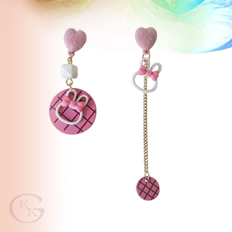 Cute Heart & Rabbit|Cat Line Asymmetrical Earring