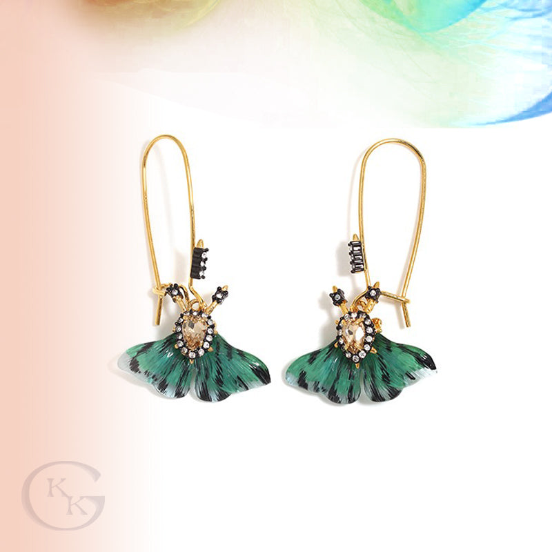 Resin Green Butterfly Design Earrings