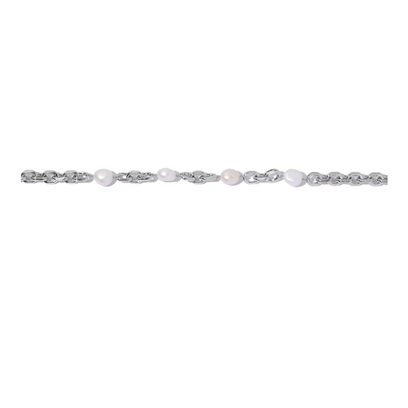 Platinum Plated Brass Natural Freshwater Pearl Necklace