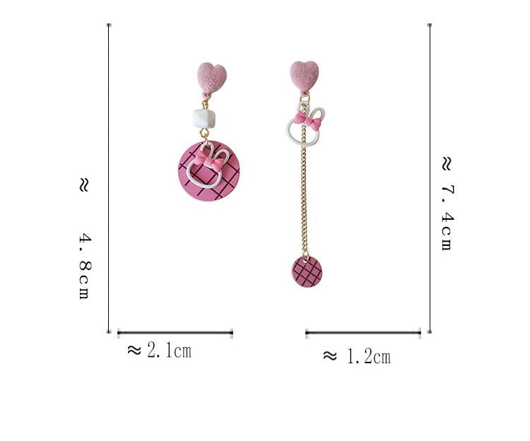 Cute Heart & Rabbit|Cat Line Asymmetrical Earring