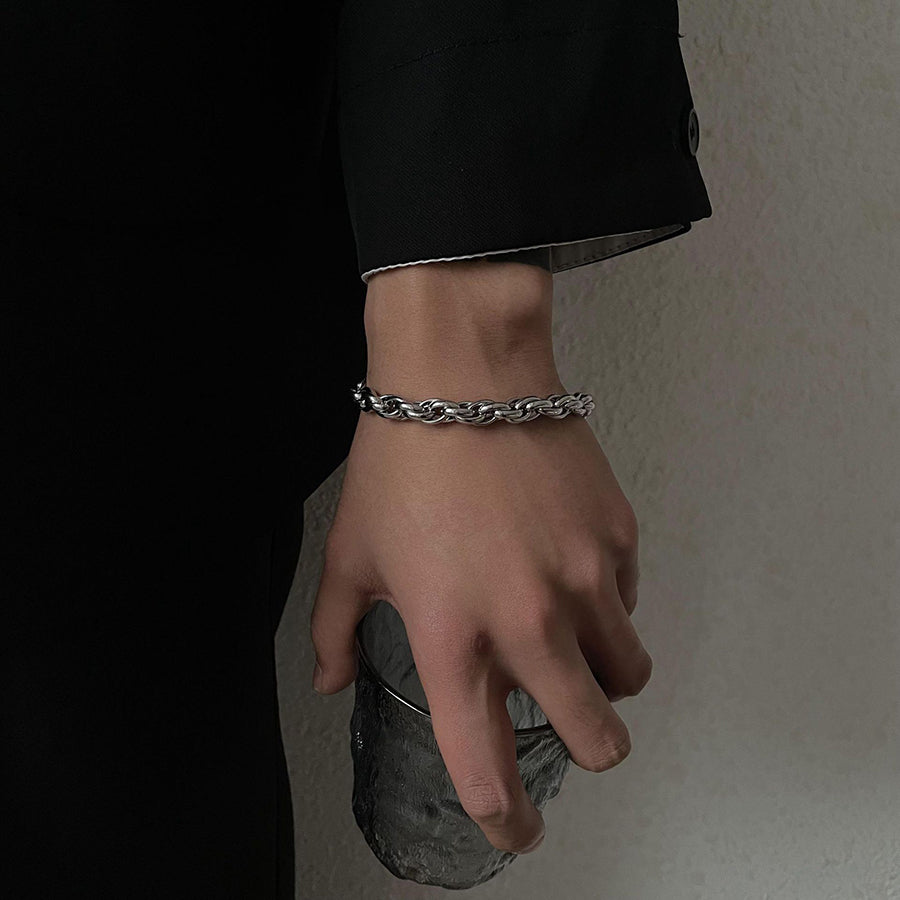 Handwoven Stainless Steel Chain Bracelet for Men