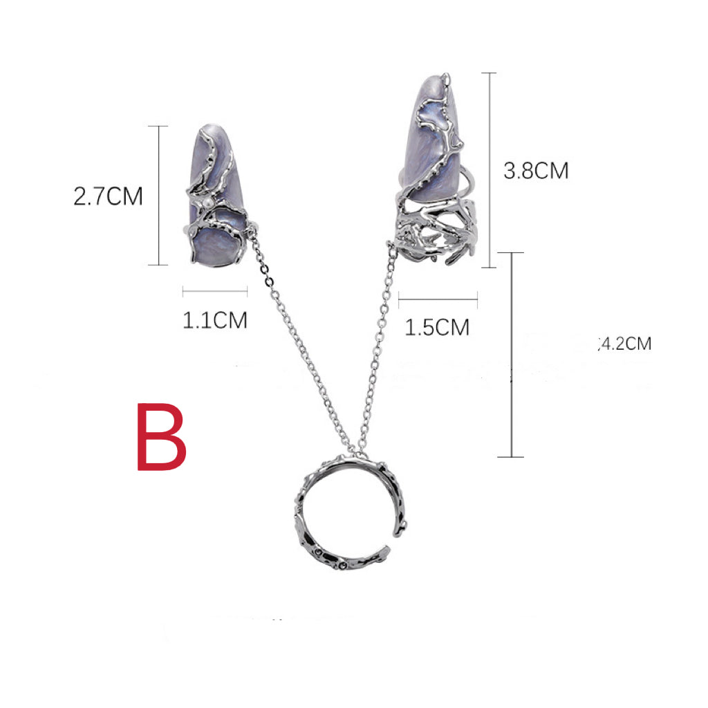 Silver Nail Ring|Fingertip Ring|Nail Guard| Midi Ring Set