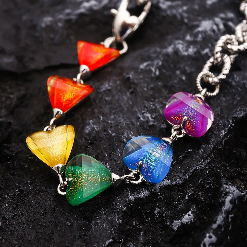 Platinum Plated Candy-Color Gem Necklace