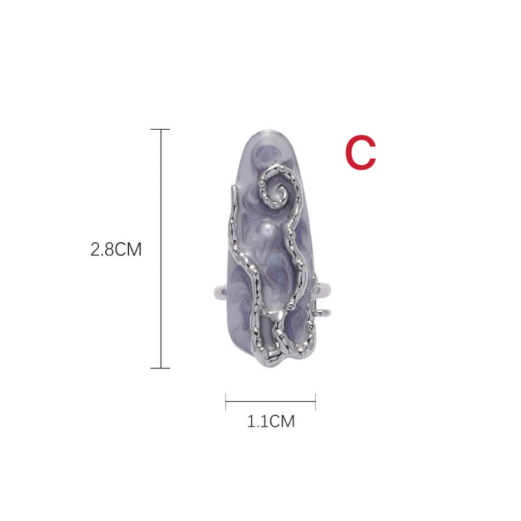 Silver Nail Ring|Fingertip Ring|Nail Guard| Midi Ring Set