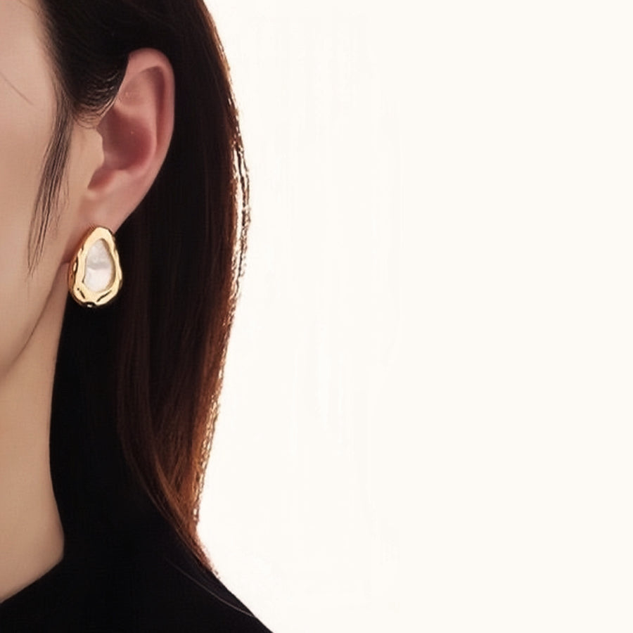 Gold Plated Brass Teardrop Mother of Pearl Earring
