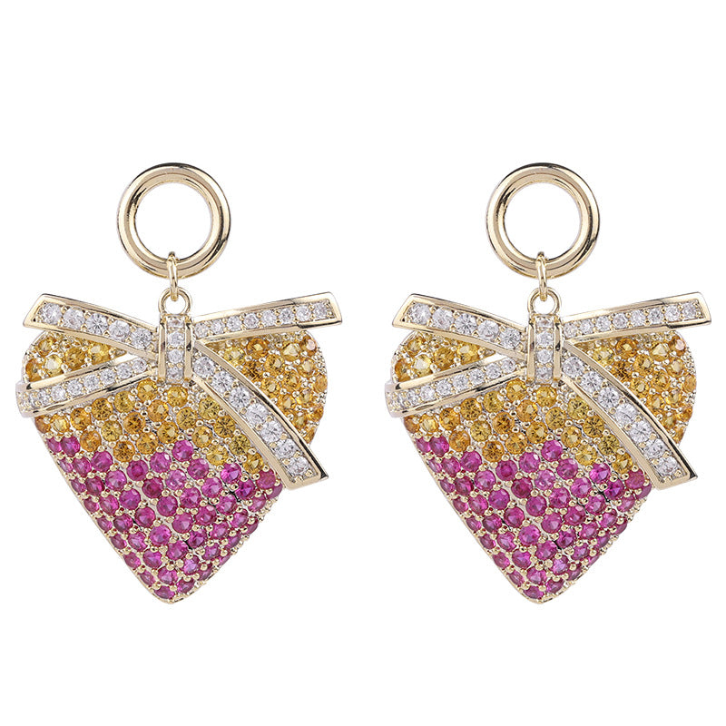 Zircons Inlaid Strawberry Drop Earrings