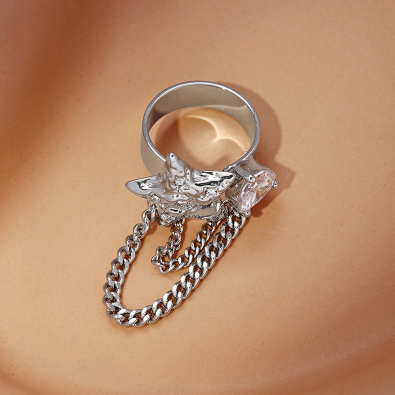 Silver Star Luna Tassel Ring