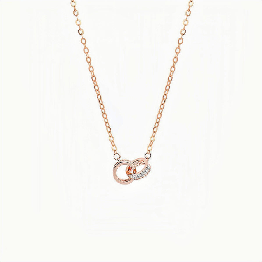 Sterling Silver Interlocking Circle Necklace Double Circle Pendant