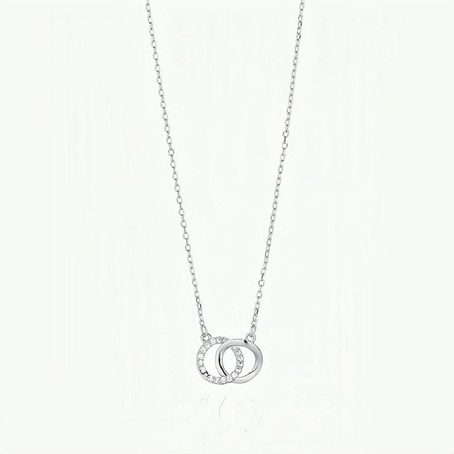 S925 Sterling Silver Interlocking Circle Necklace