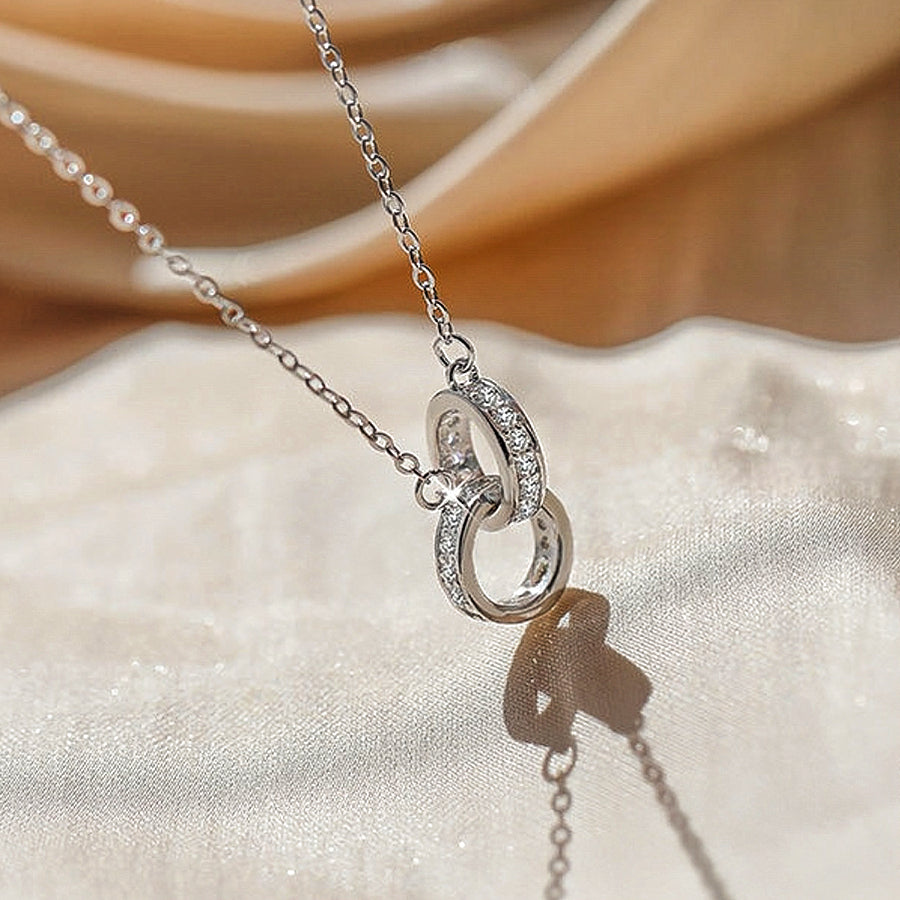 Sterling Silver Interlocking Circle Necklace Double Circle Pendant