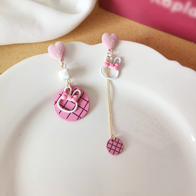 Cute Heart & Rabbit|Cat Line Asymmetrical Earring