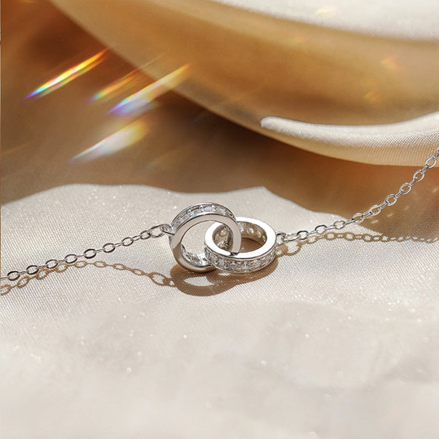 Sterling Silver Interlocking Circle Necklace Double Circle Pendant