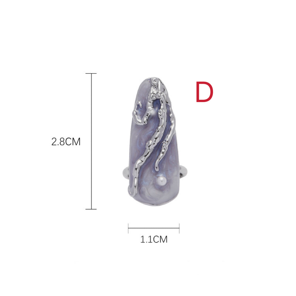 Silver Nail Ring|Fingertip Ring|Nail Guard| Midi Ring Set