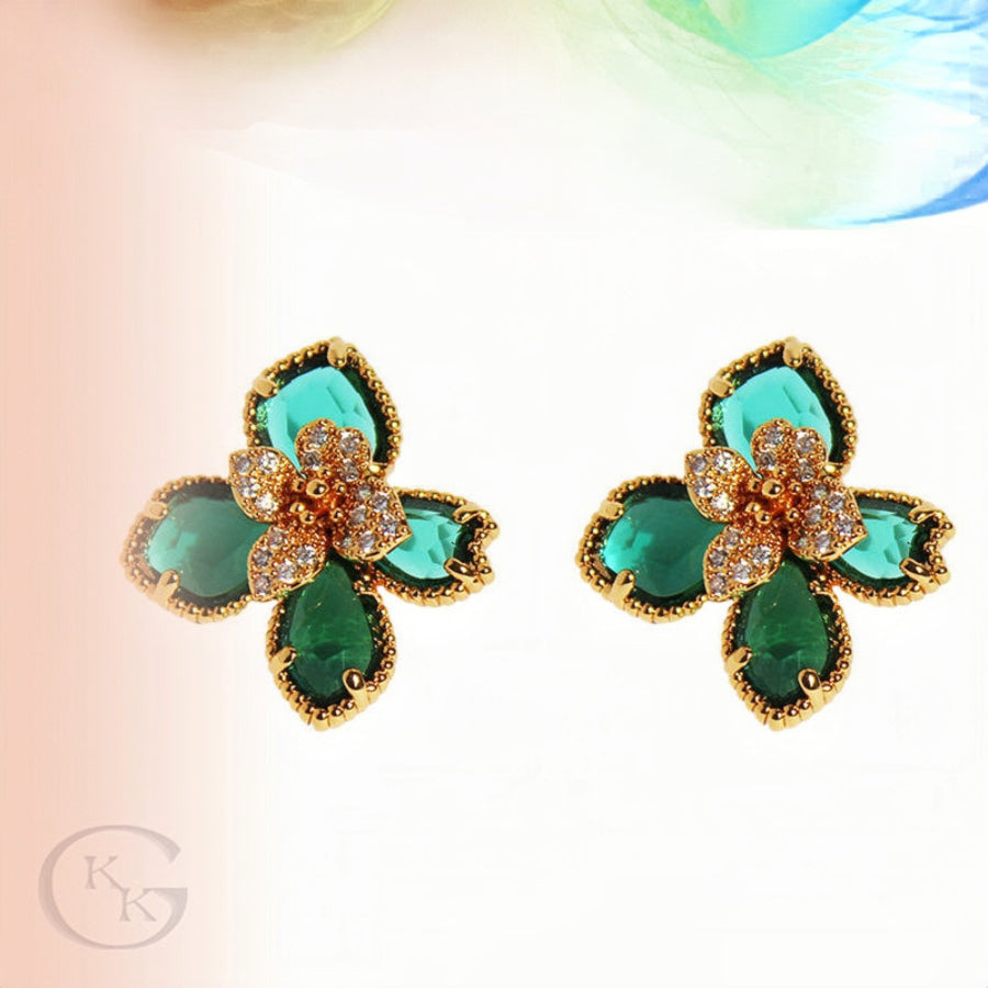 Vintage Green | Purple Flower Earrings