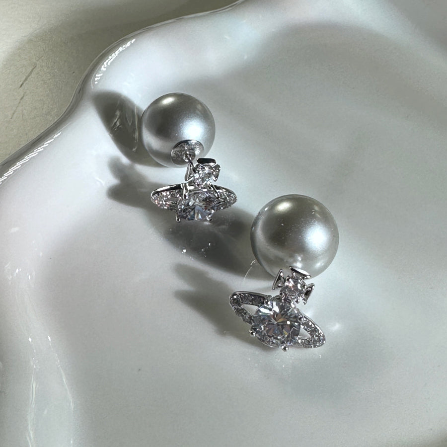 16mm Silver Grey Pearl Stud Earrings