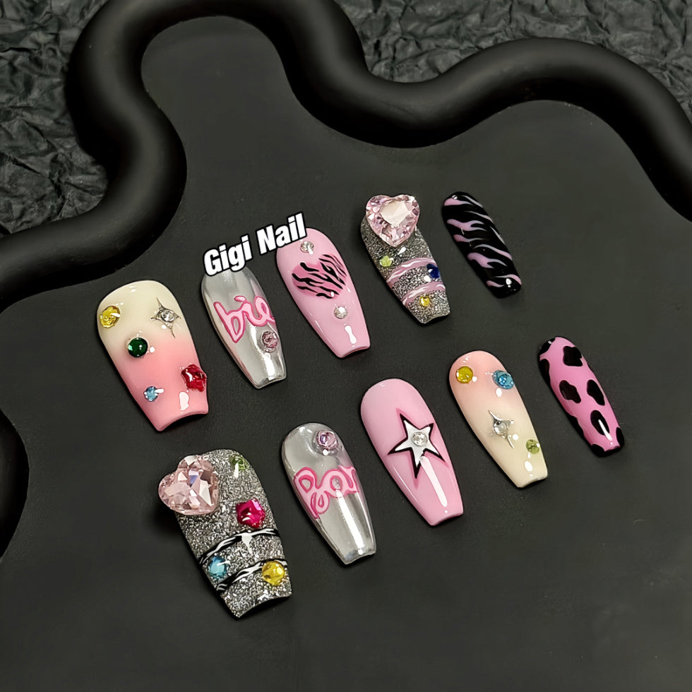 【Custom】Artsy Heart Barbie False Nails