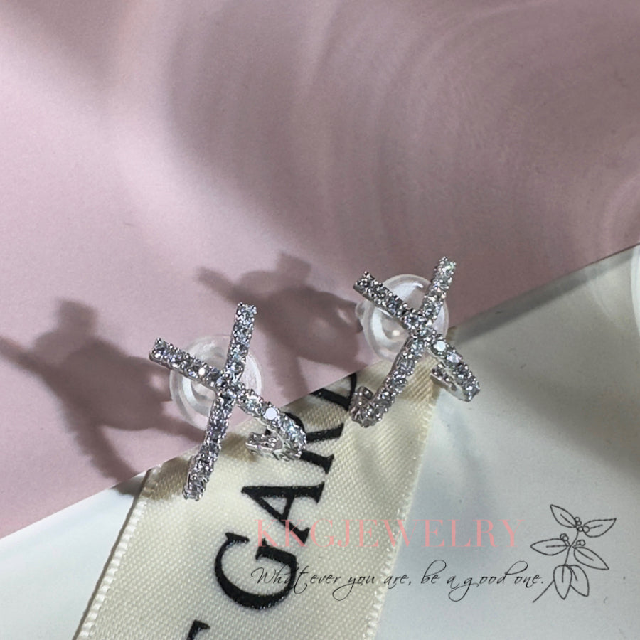 X Sparkle Zircon Stud Earrings