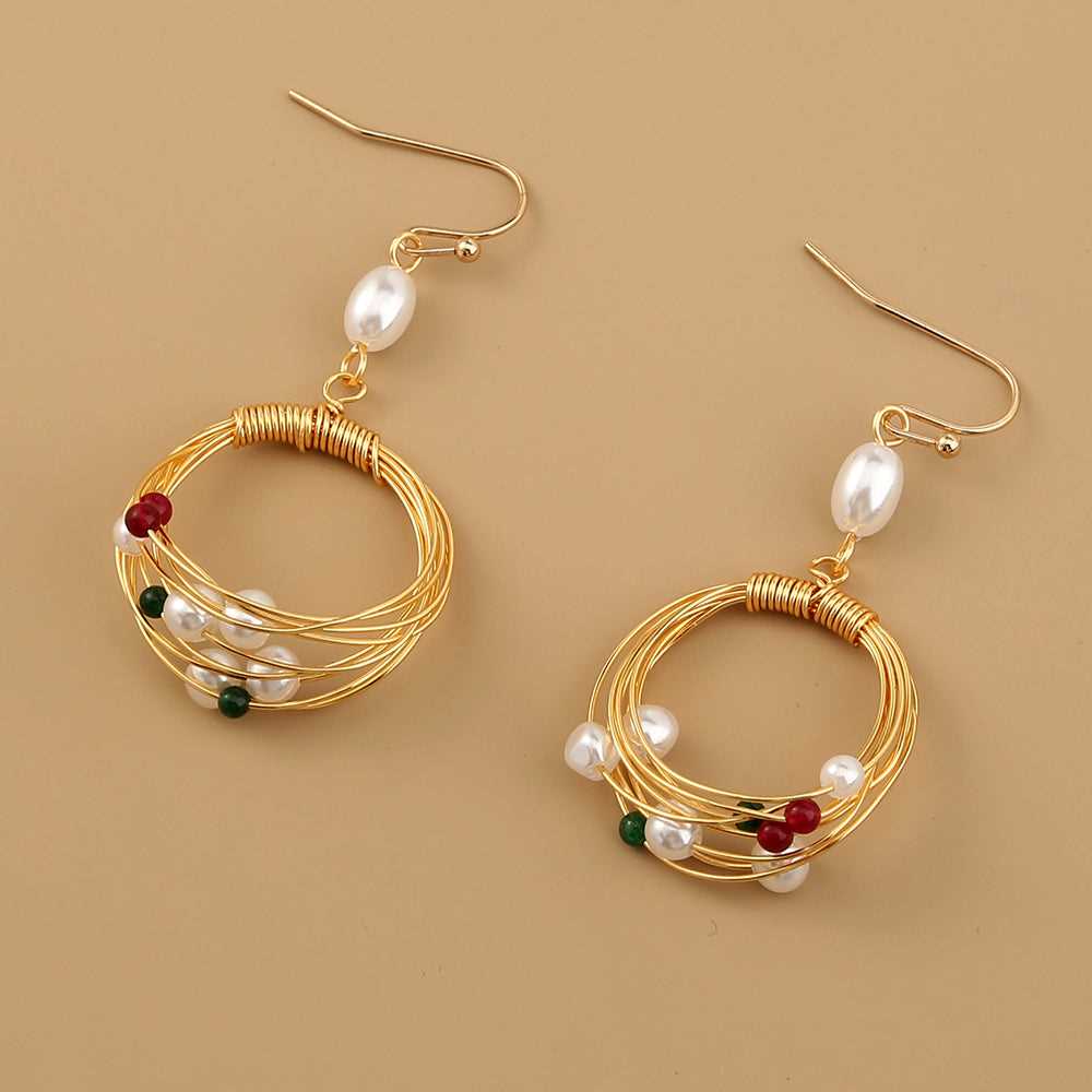 Fashion Gold Ring FAUX Pearl Drop Earring