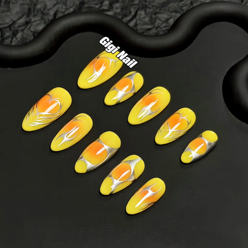 【Custom】 Yolk Color Press-on Nails